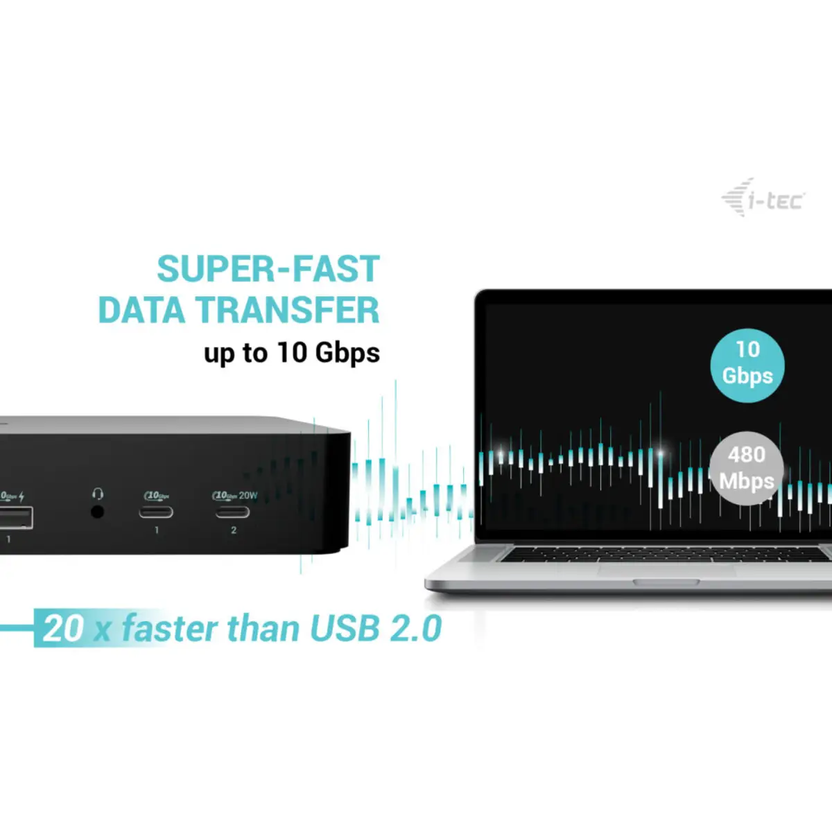 i-tec Universal Intelligent Dual Display Docking Station, Power Delivery 100W
