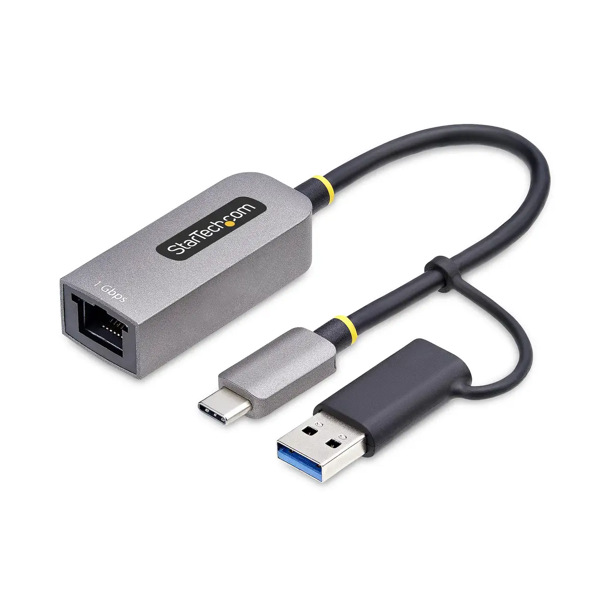 USB-C Ethernet Adapter mit USB-A Dongle 10/100/1000Mbps USB Gigabit Adapter 15cm Kabel USB Ethernet Adapter