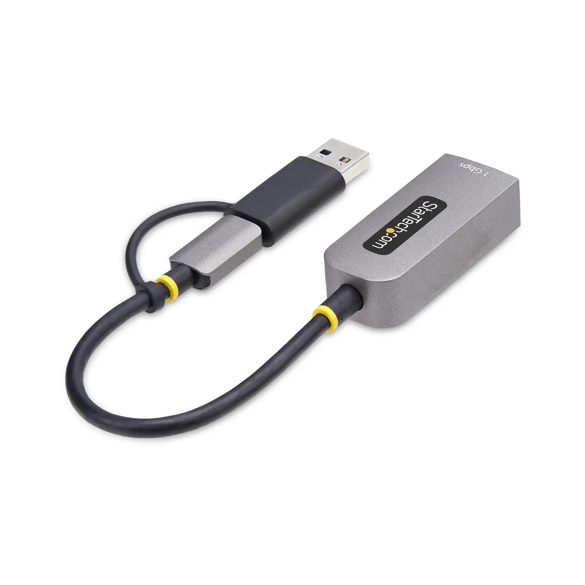 USB-C Ethernet Adapter mit USB-A Dongle 10/100/1000Mbps USB Gigabit Adapter 15cm Kabel USB Ethernet Adapter
