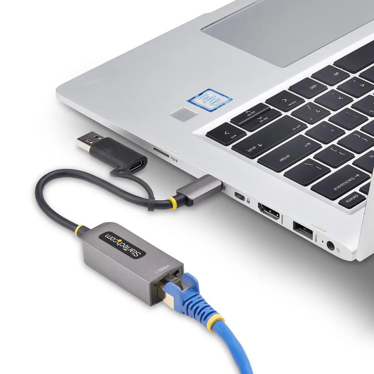 USB-C Ethernet Adapter mit USB-A Dongle 10/100/1000Mbps USB Gigabit Adapter 15cm Kabel USB Ethernet Adapter