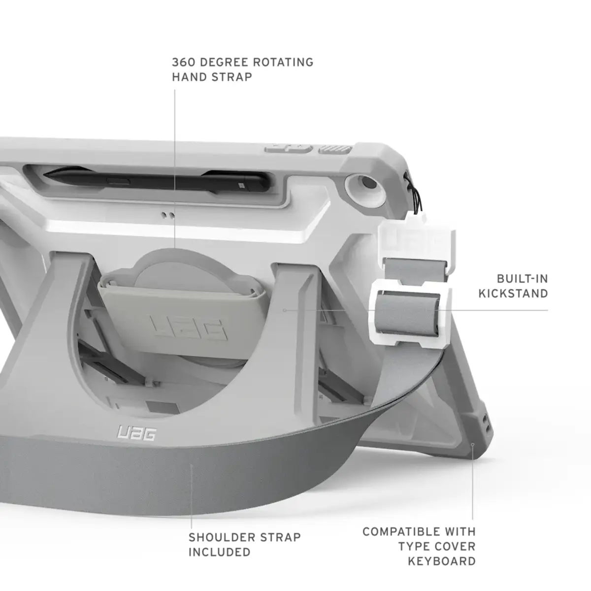 Plasma Healthcare Handstrap & Kickstand Case für Microsoft Surface Pro 12" (1. Edition) grau