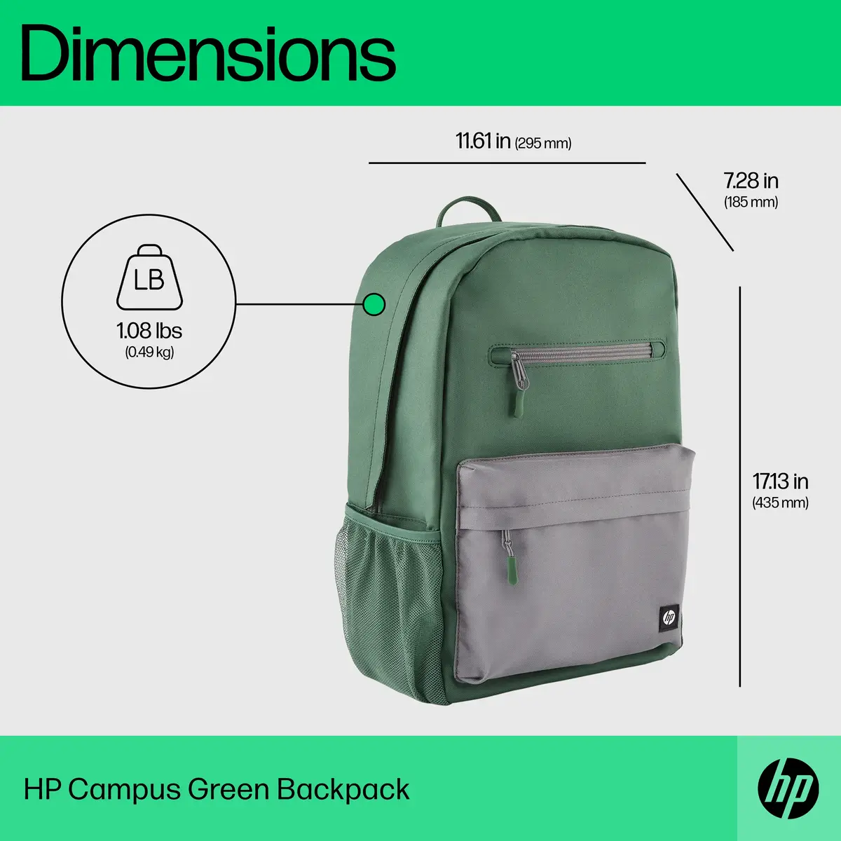 Campus Rucksack (grün), 39,6 cm (15.6"), Notebook-Gehäuse, Polyester, Hartschaumstoff