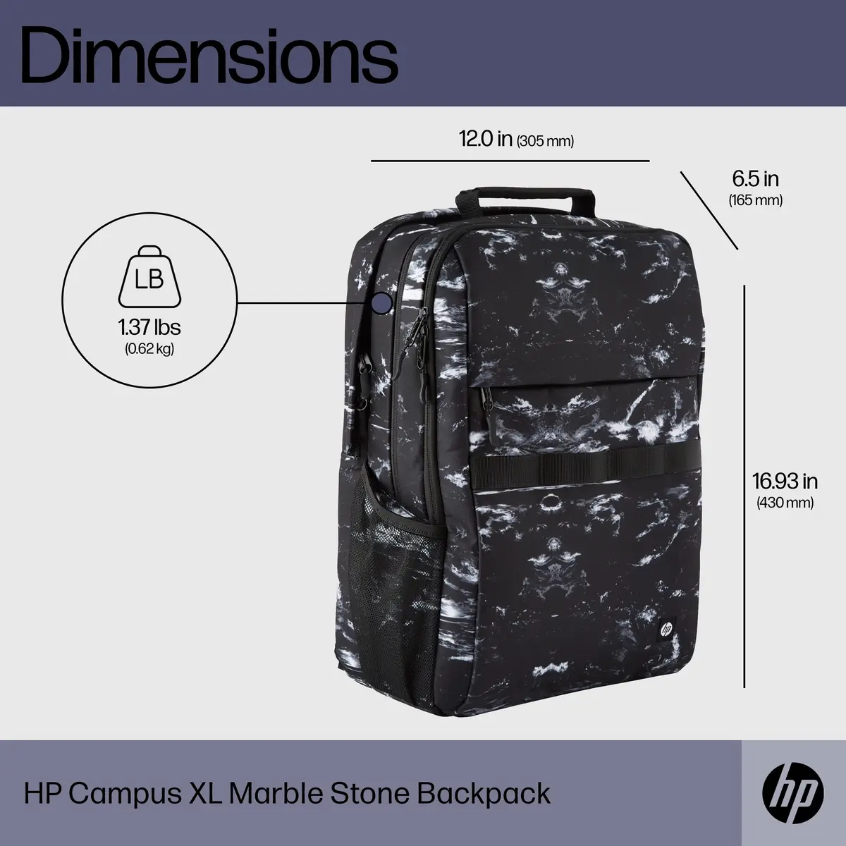 Campus XL Rucksack (Marble Stone), 40,9 cm (16.1"), Notebook-Gehäuse, Polyester, Hartschaumstoff