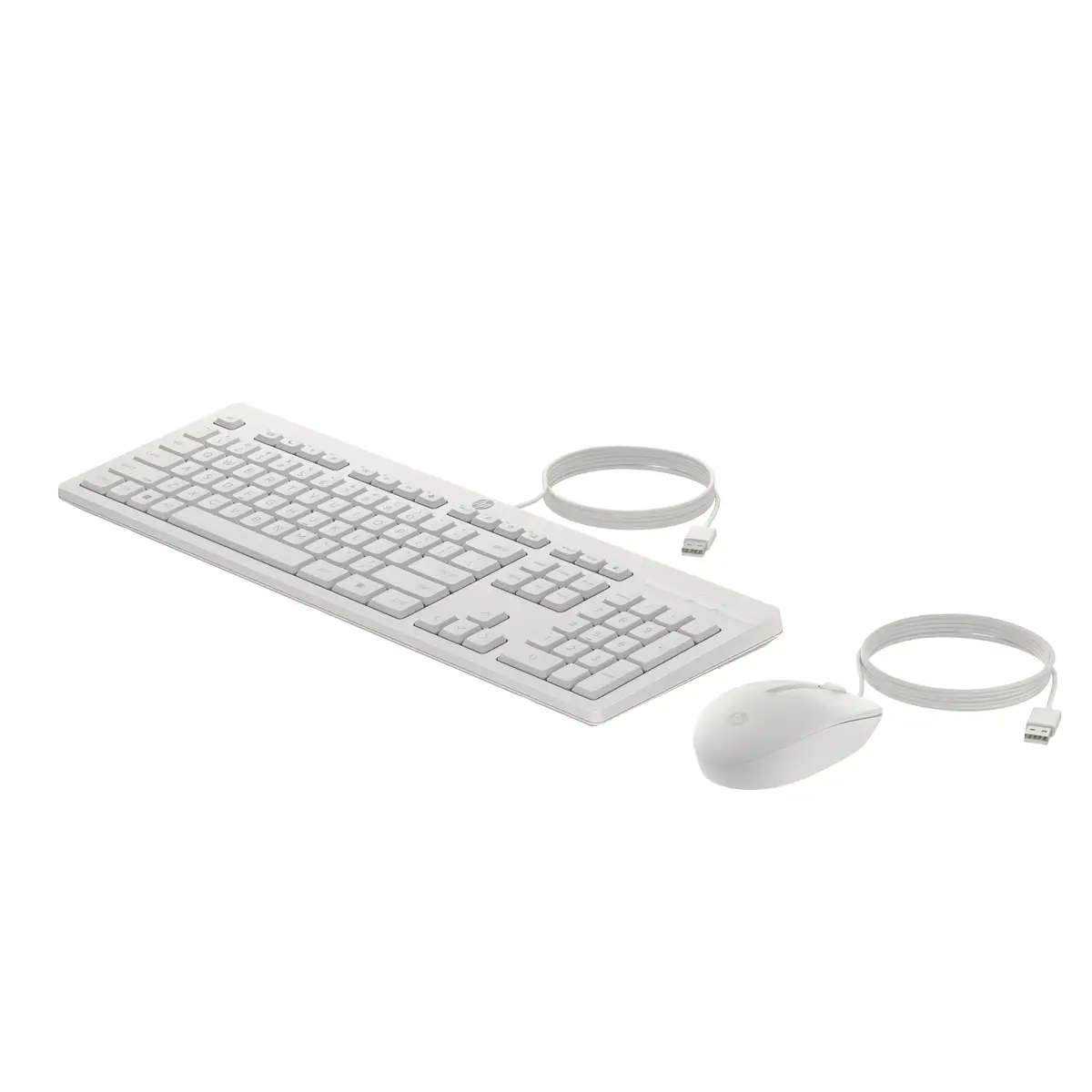 225 Maus und Tastatur mit Kabel (kombiniert) – Weiß, Volle Größe (100%), Kabelgebunden, USB, Membran Key Switch, Weiß, Maus enthalten
