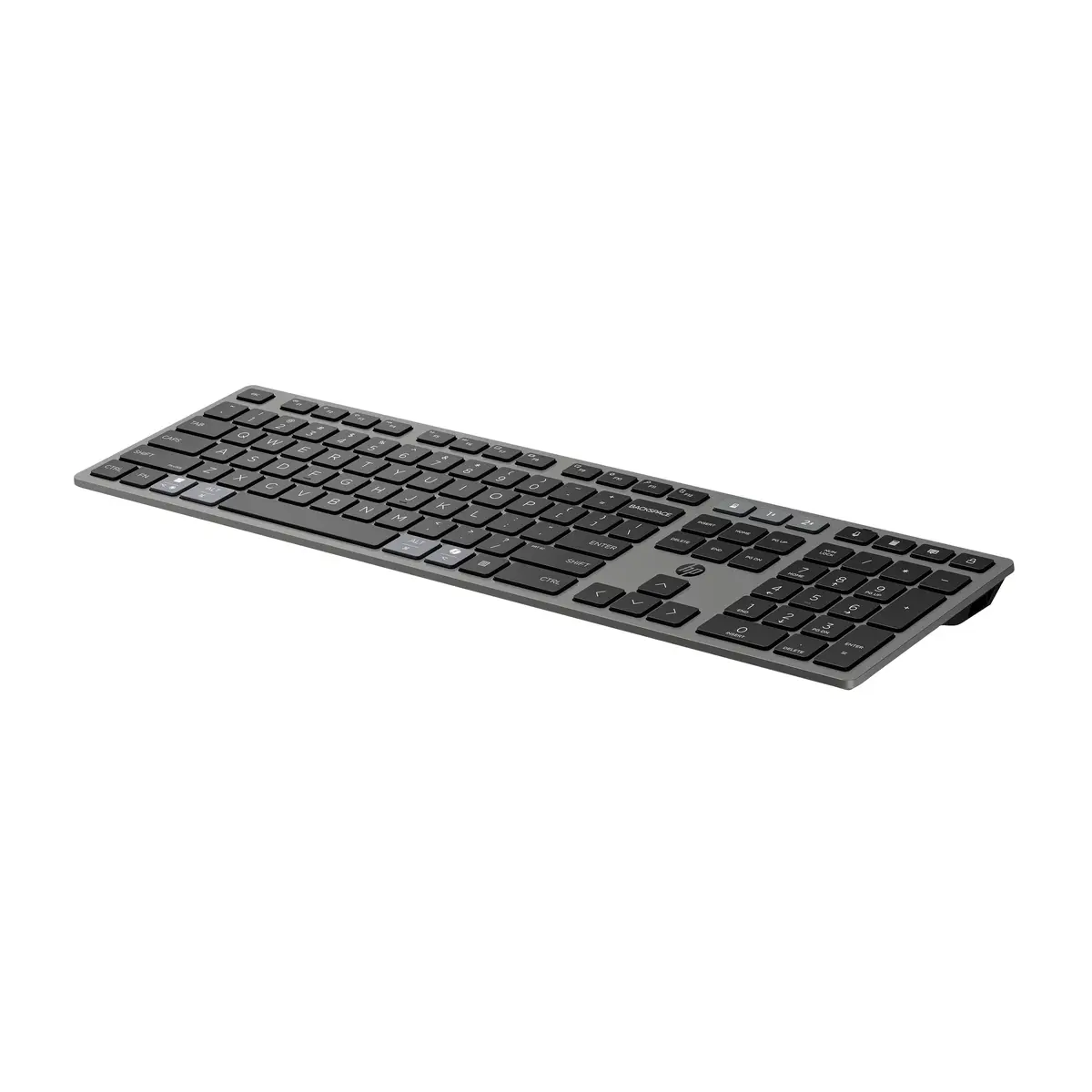 725 Kombo mit wiederaufladbarer kabelloser Tastatur und Maus für mehrere Geräte, Volle Größe (100%), Kabellos, RF Wireless + Bluetooth, Scherenschalter, Schwarz, Maus enthalten