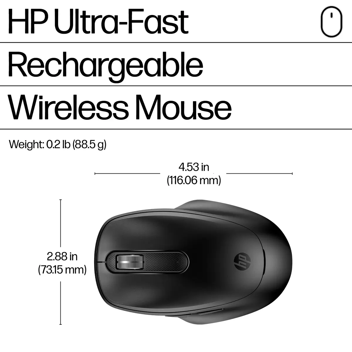 515 Ultra-schnelle wiederaufladbare Wireless-Maus, Beidhändig, RF Wireless, 4000 DPI, Schwarz