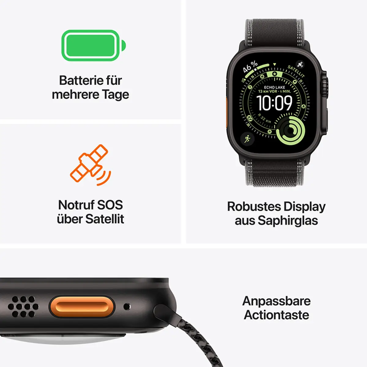 Apple Watch Ultra 3 GPS + Cellular 49mm Natural Titanium Case with Natural Titanium Milanese Loop Medium