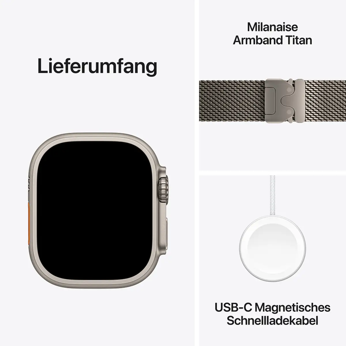 Apple Watch Ultra 3 GPS + Cellular 49mm Natural Titanium Case with Natural Titanium Milanese Loop Medium