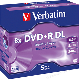 DVD+R 8x Double Layer 8,5 GB JewelCase 5 Stück