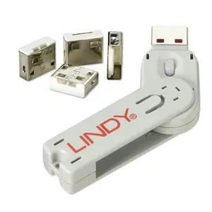 USB Portschloss mit Schlüssel, Code weiß, 4 Stück USB Portschloss mit Schlüssel, Code weiß, 4 Stück