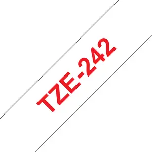 Schriftband TZE242 18mmx8m rot auf weiß laminiert Schriftband TZE242 18mmx8m rot auf weiß laminiert