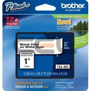 Schriftband TZE-251CIV schwarz auf weiß 24mmx8m Schriftband TZE-251CIV schwarz auf weiß 24mmx8m