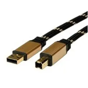 USB 2.0 Anschlusskabel Stecker A/Stecker B schwarz-gold 4.5m USB 2.0 Anschlusskabel Stecker A/Stecker B schwarz-gold 4.5m