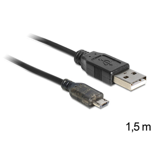 Kabel USB micro-B Stecker/USB-A Stecker  mit LED Anzeige für Ladestatus schwarz 1,5 m