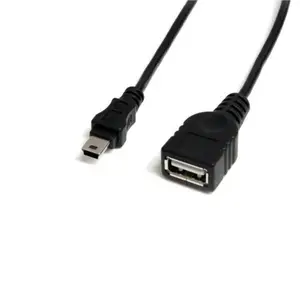 Mini USB 2.0 Kabel USB-A/MiniUSB Stecker/Buchse Schwarz 0,30m Mini USB 2.0 Kabel USB-A/MiniUSB Stecker/Buchse Schwarz 0,30m