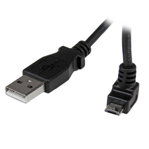 USB Kabel aufwärtsgewinkelt Micro-USB/USB-A Männlich/Männlich Schwarz 2m