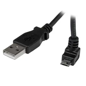USB Kabel aufwärtsgewinkelt Micro-USB/USB-A Männlich/Männlich Schwarz 2m USB Kabel aufwärtsgewinkelt Micro-USB/USB-A Männlich/Männlich Schwarz 2m