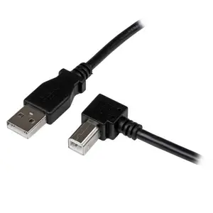 USB Kabel rechts abgewinkelt USB-A/USB-B Stecker/Stecker Schwarz 2m USB Kabel rechts abgewinkelt USB-A/USB-B Stecker/Stecker Schwarz 2m