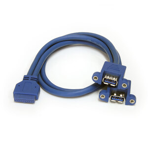 USB Pinheaderkabel 2xUSB-A/IDC Männlich/Weiblich Blau 0,5m