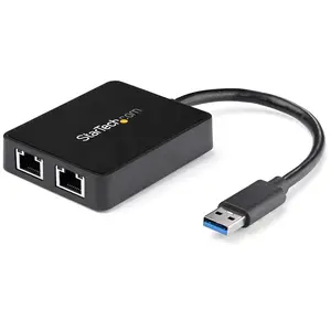 StarTech USB 3.0 to Dual Port Gigabit Ethernet LAN adaptor black StarTech USB 3.0 to Dual Port Gigabit Ethernet LAN adaptor black