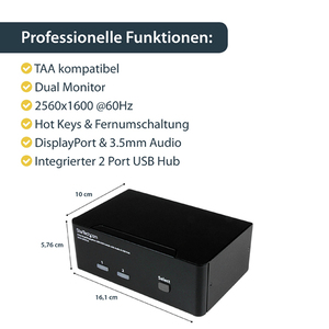 DisplayPort USB KVM Switch 2 Port