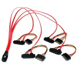 Internes Serial-Attached SAS Kabel SF-8087/4x SFF-8482 Stecker/Stecker Rot 0,5m Internes Serial-Attached SAS Kabel SF-8087/4x SFF-8482 Stecker/Stecker Rot 0,5m