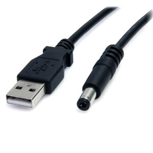 USB Kabel USB-A/Barrel-Type-M Männlich/Männlich Schwarz 0,9m