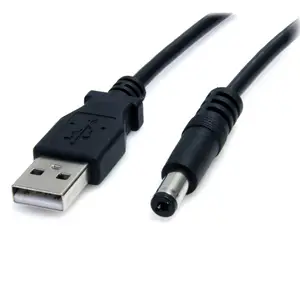 USB Kabel USB-A/Barrel-Type-M Männlich/Männlich Schwarz 0,9m USB Kabel USB-A/Barrel-Type-M Männlich/Männlich Schwarz 0,9m
