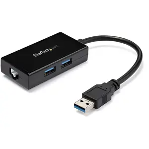 USB 3.0 auf Gigabit Netzwerk Adapter mit 2 Port USB Hub Schwarz USB 3.0 auf Gigabit Netzwerk Adapter mit 2 Port USB Hub Schwarz