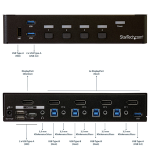 4 Port KVM Switch DisplayPort/USB 3.0 Hub 4K 30Hz