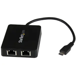 USB-C auf Dual-Gigabit Ethernet Adapter mit USB-A USB-C auf Dual-Gigabit Ethernet Adapter mit USB-A