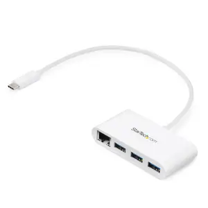 StarTech 3 Port USB 3.0 Hub plus Gigabit Ethernet white StarTech 3 Port USB 3.0 Hub plus Gigabit Ethernet white