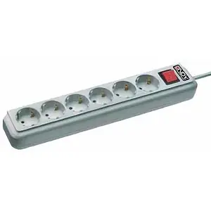 6-fach Schuko Steckdosenleiste Weiß mit Schalter 6-fach Schuko Steckdosenleiste Weiß mit Schalter