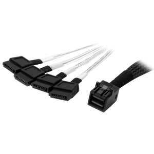 Internes Mini-SAS Kabel SFF-8643/4xSATA Stecker/Stecker Schwarz/Silber 1m