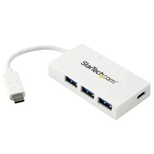 4 Port USB-C Hub USB C und 3x USB-A USB 3.0 Hub Weiß 4 Port USB-C Hub USB C und 3x USB-A USB 3.0 Hub Weiß