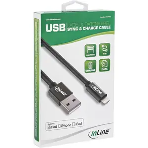 Lightning USB Kabel, für iPad, iPhone, iPod, schwarz/Alu 1m Lightning USB Kabel, für iPad, iPhone, iPod, schwarz/Alu 1m