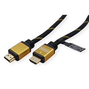 GOLD HDMI High Speed Kabel mit Ethernet Schwarz Stecker/Stecker 10m