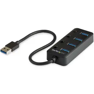 4 Port USB Hub mit individuellen An/Aus-Schalter USB-A/4xUSB-A Schwarz 4 Port USB Hub mit individuellen An/Aus-Schalter USB-A/4xUSB-A Schwarz