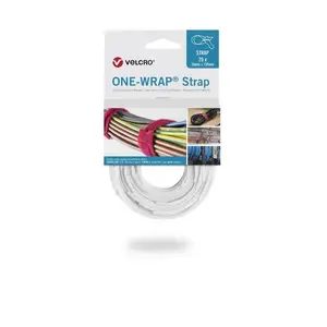 One Wrap Klett-Kabelbinder 13mm Breite 200m Länge 25 Stück Weiß One Wrap Klett-Kabelbinder 13mm Breite 200m Länge 25 Stück Weiß