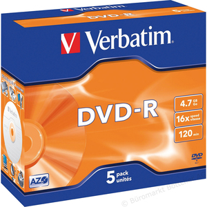 DVD-R 4.7GB 16x 5er Pack Jewel Case silber