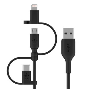 BOOST CHARGE Universal Ladekabel Lightning/Micro-USB/USB-C auf USB-A Stecker/Stecker Schwarz 1m