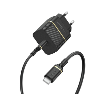 EU Wall Charger 20W - 1X USB-C 20W USB-PD + USB C-C Cable 1m Schwarz - Schnelllade-Funktion Wandsteckdosenstecker