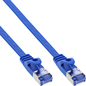 Patchkabel flach, U/FTP, Cat.6A, blau, 0,5m