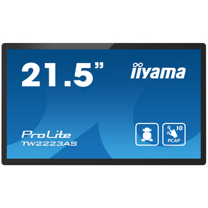 ProLite TW2223AS-B1 LED-Monitor 54,6cm 21,5" feststehend Touchscreen 1920x1080 FHD VA 400 cd/m² 3000:1 18 ms HDMI Lautsprecher Schwarz Matte