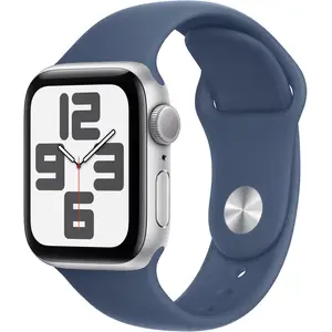 Apple Watch SE GPS 40mm Silver Aluminium Case with Denim Sport Band, S/M Apple Watch SE GPS 40mm Silver Aluminium Case with Denim Sport Band, S/M