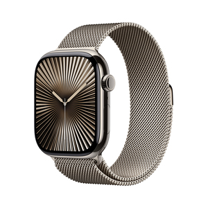 Apple Watch Series 10 GPS + Cellular 46mm Natural Titanium Case with Natural Milanese Loop, S/M