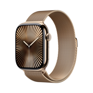 Apple Watch Series 10 GPS + Cellular 46mm Gold Titanium Case with Gold Milanese Loop, S/M