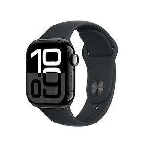 Apple Watch Series 10 GPS 42mm Jet Black Aluminium Case with Black Sport Band, S/M