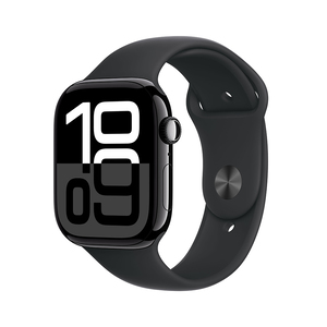 Apple Watch Series 10 GPS 46mm Jet Black Aluminium Case with Black Sport Band, S/M