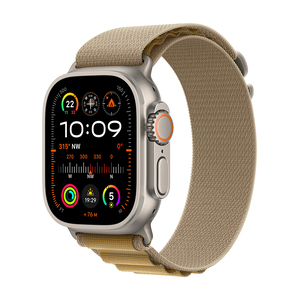 Apple Watch Ultra 2 GPS + Cellular 49mm Natural Titanium Case with Tan Alpine Loop, Large